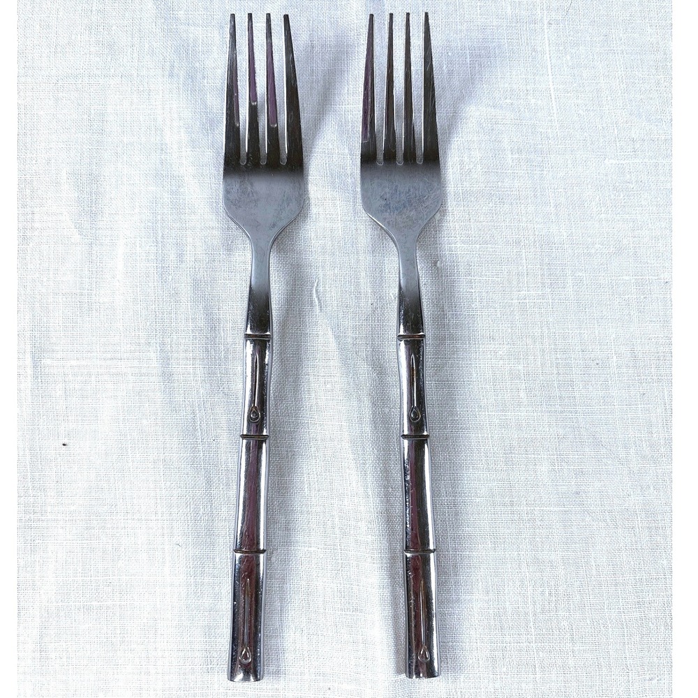 Hampton Silversmiths Bamboo Stainless Steel Salad Forks Set of 2 Flatware